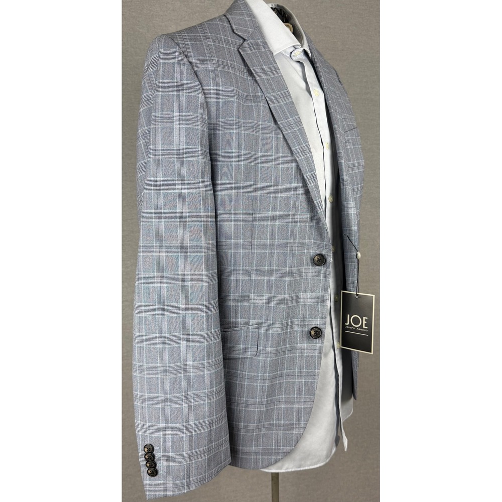JOE Joseph Abboud Blue Gray Glen Plaid Stretch Sport Coat Blazer 38S NWT